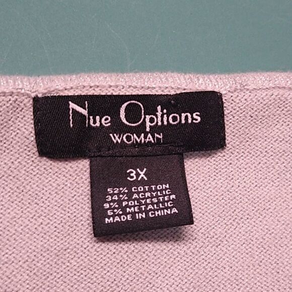 Nue Options Women 3X Cotton Blend Embellished light weight Gray Sweater - Picture 2 of 6